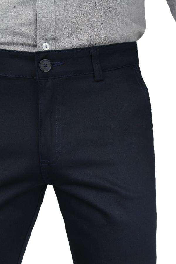 Pantalón Stretch de Vestir Color Azul Marino Slim Fit Para Caballero